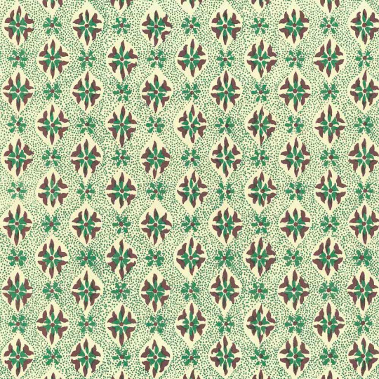 Green and Brown Stamped Flower Print Italian Paper ~ Carta Varese Italy